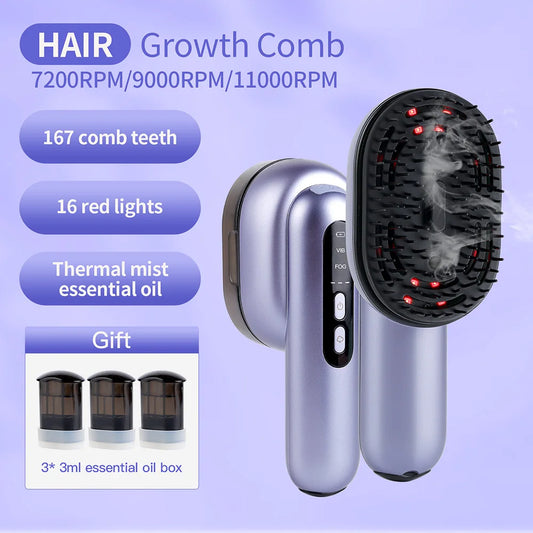 3-in-1 Hair Care Spray Massage Comb - Vibrating Scalp Massager & Oil Applicator Brush