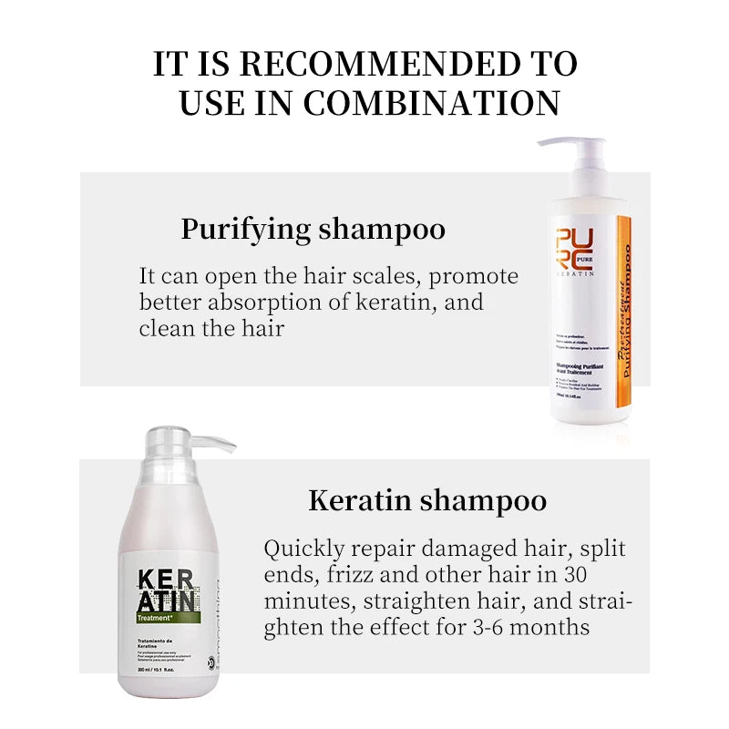 PURC Hair Purifying Shampoo & Conditioner - Keratin Treatment for Straightening & Smoothing