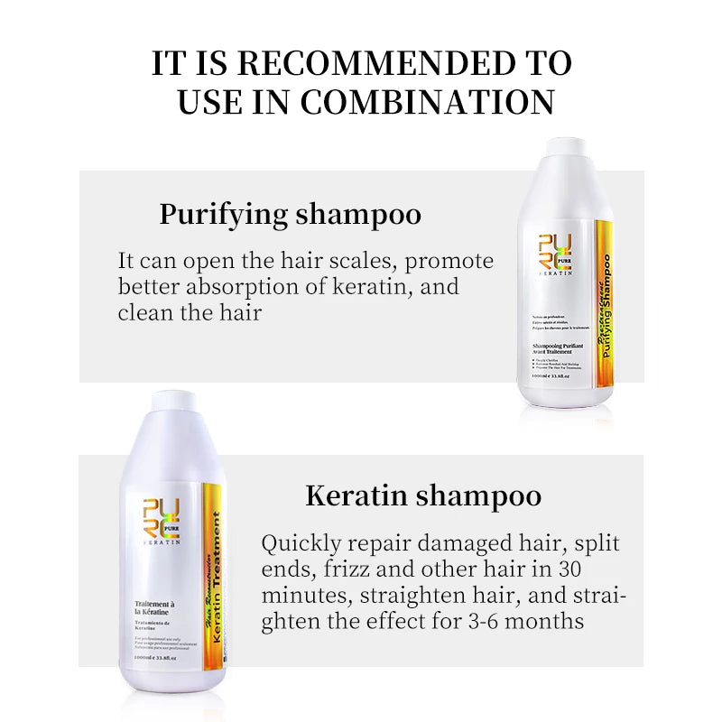 PURC Hair Purifying Shampoo & Conditioner - Keratin Treatment for Straightening & Smoothing