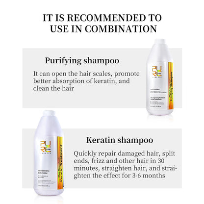 PURC Hair Purifying Shampoo & Conditioner - Keratin Treatment for Straightening & Smoothing