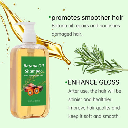 Hair Growth Shampoo 300ml - Batana Oil & Rosemary for Frizz Control, Breakage Prevention & Scalp Nourishment
