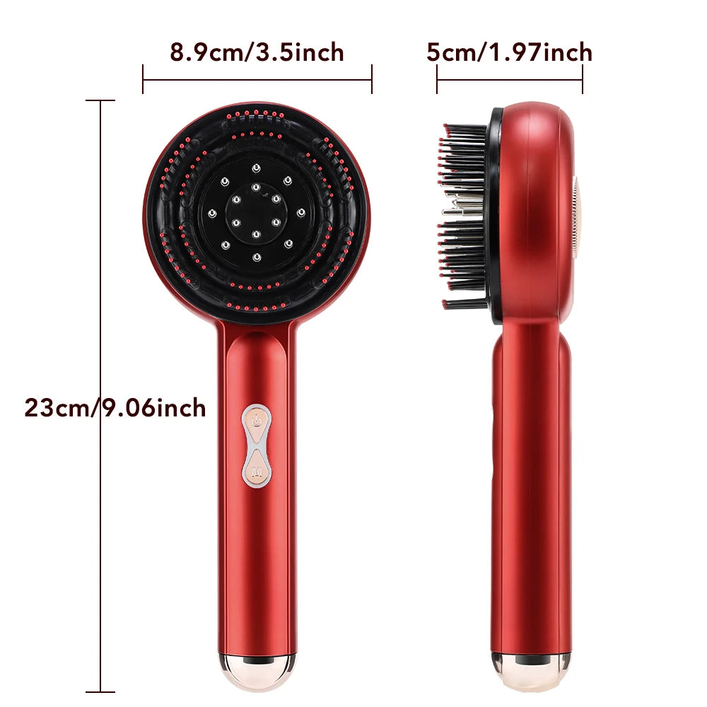 Electric Scalp Massager Comb Hair Growth Therapy Micro-Current Red & Blue Light Anti-Hair Loss Treatment Oil Applicator