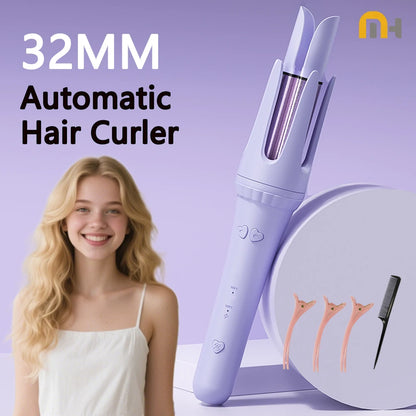 Professional Hair Curling Iron 32mm - Ceramic Curler Wand for Salon-Quality Curls & Waves