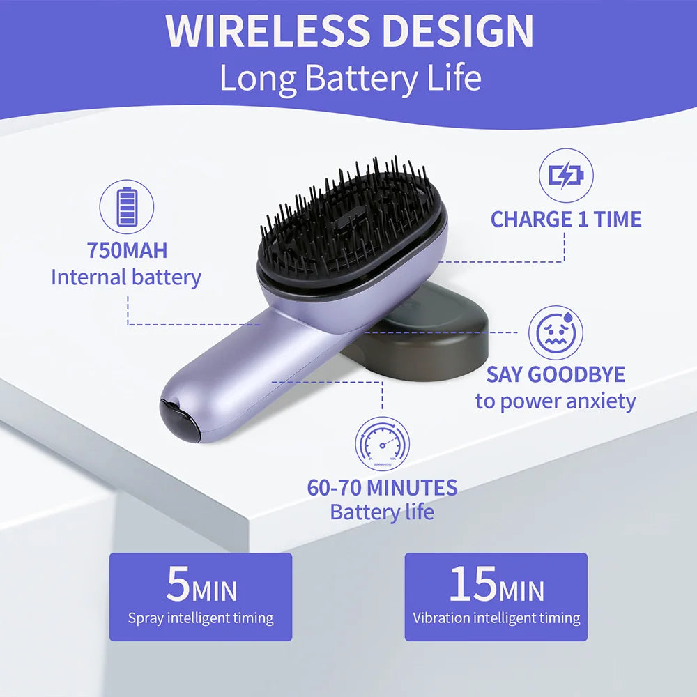 3-in-1 Hair Care Spray Massage Comb - Vibrating Scalp Massager & Oil Applicator Brush