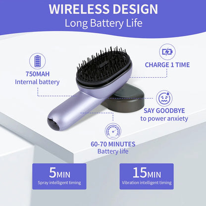 3-in-1 Hair Care Spray Massage Comb - Vibrating Scalp Massager & Oil Applicator Brush