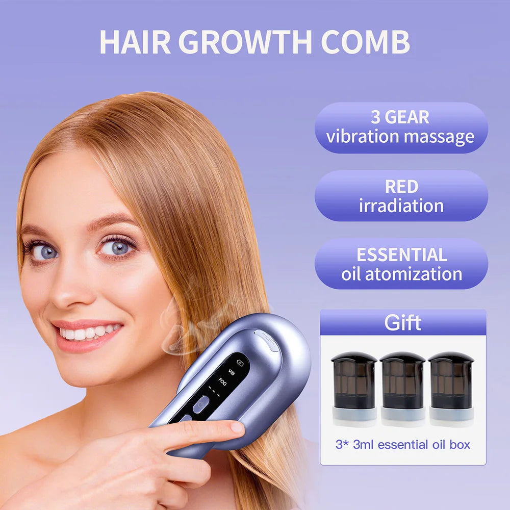 3-in-1 Hair Care Spray Massage Comb - Vibrating Scalp Massager & Oil Applicator Brush