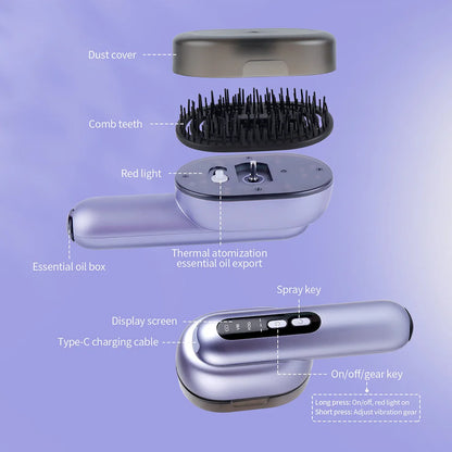 3-in-1 Hair Care Spray Massage Comb - Vibrating Scalp Massager & Oil Applicator Brush