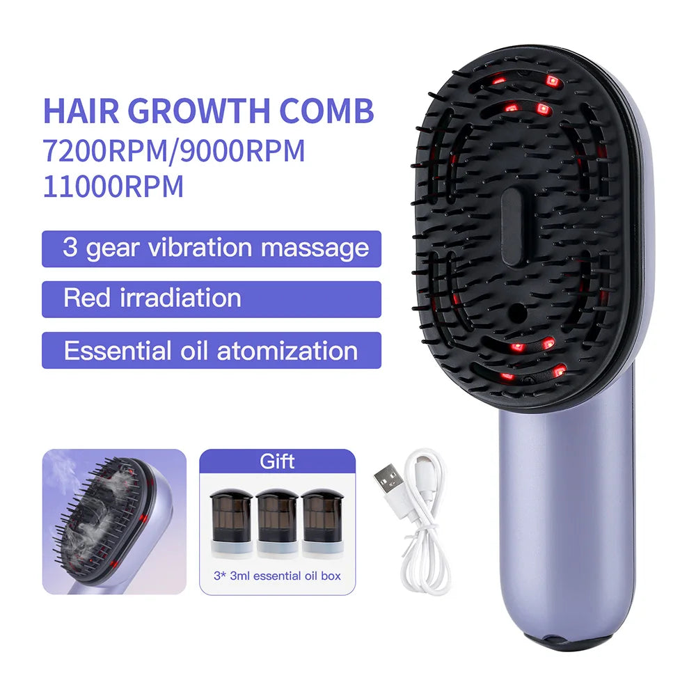 3-in-1 Hair Care Spray Massage Comb - Vibrating Scalp Massager & Oil Applicator Brush