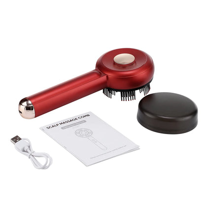 Electric Scalp Massager Comb Hair Growth Therapy Micro-Current Red & Blue Light Anti-Hair Loss Treatment Oil Applicator