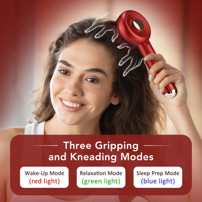 Electric Scalp Massager Comb Hair Growth Therapy Micro-Current Red & Blue Light Anti-Hair Loss Treatment Oil Applicator