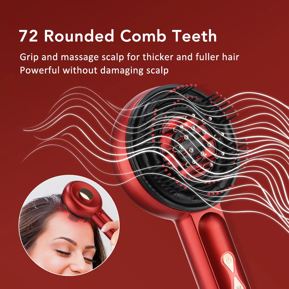 Electric Scalp Massager Comb Hair Growth Therapy Micro-Current Red & Blue Light Anti-Hair Loss Treatment Oil Applicator