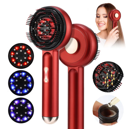 Electric Scalp Vibration Massage Comb Infrared Head Knead Massager Red Light Hair Growth Liquid Oil Applicator Anti-Hair Loss