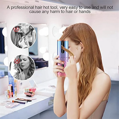 Automatic Cordless Hair Curler - Portable Rotating Curling Wand with Auto Shut-Off
