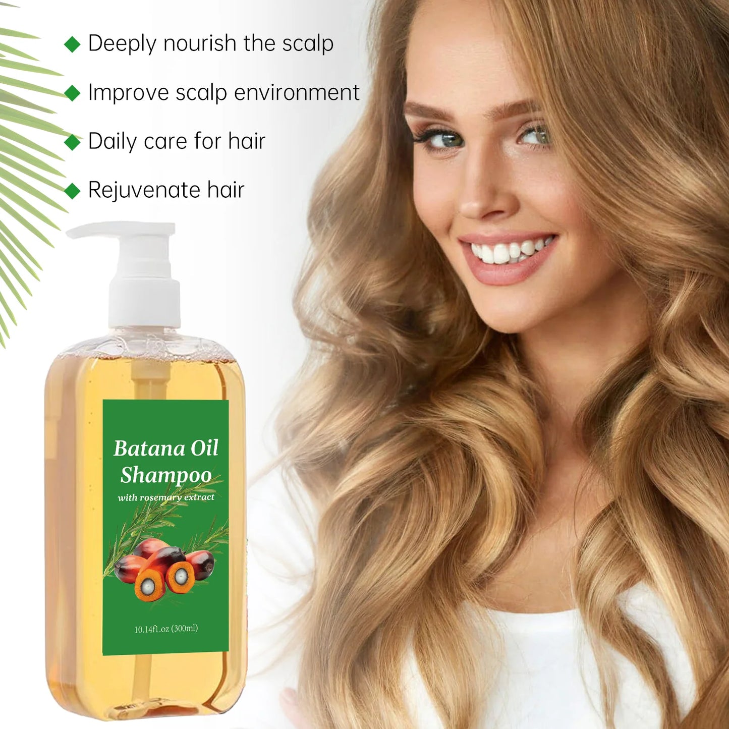 Hair Growth Shampoo 300ml - Batana Oil & Rosemary for Frizz Control, Breakage Prevention & Scalp Nourishment