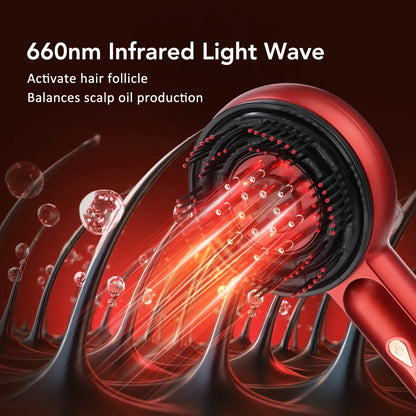 Electric Scalp Vibration Massage Comb Infrared Head Knead Massager Red Light Hair Growth Liquid Oil Applicator Anti-Hair Loss