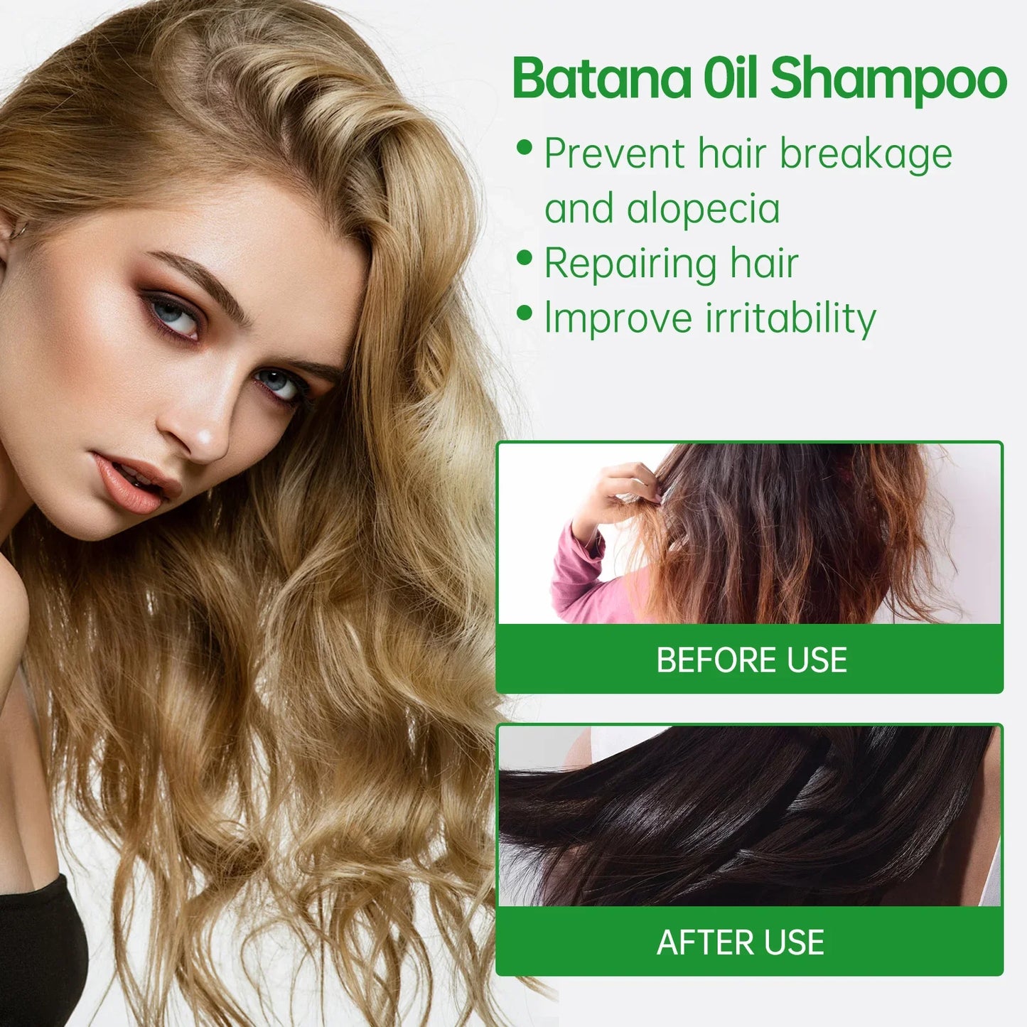 Hair Growth Shampoo 300ml - Batana Oil & Rosemary for Frizz Control, Breakage Prevention & Scalp Nourishment